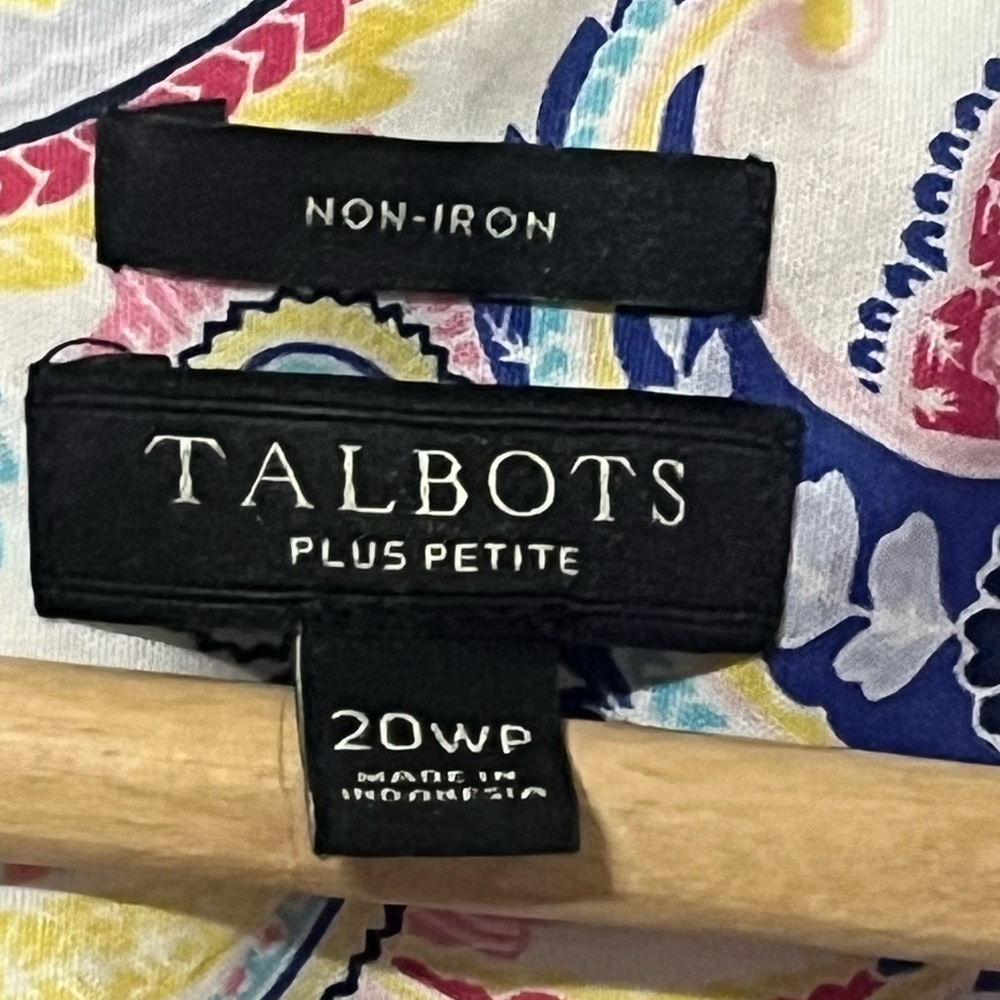 Talbots Perfect Shirt No-Iron Paisley Button Top Cottagecore 20 Plus Size Petite - Picture 7 of 8